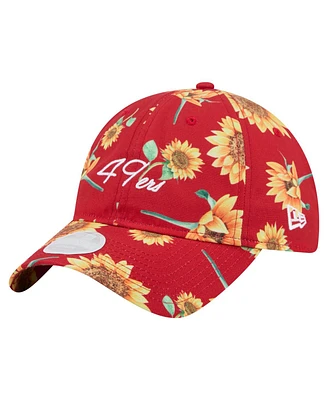 New Era Women's Scarlet San Francisco 49ers Adventure Sunflower 9TWENTY Adjustable Hat