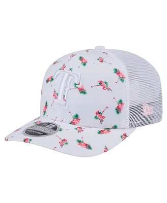 New Era Men's White Texas Rangers Flamingo Mesh Back 9SEVENTY Stretch-Snap Hat