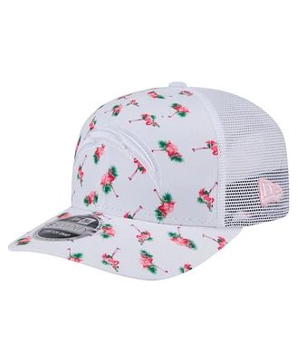 New Era Men's White Los Angeles Chargers Adventure Flamingo Pattern 9SEVENTY Stretch Snap Hat