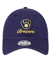 New Era Women's Navy Milwaukee Brewers Preppy Team 9TWENTY Adjustable Hat