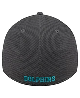 New Era Men's Graphite Miami Dolphins Throwback Logo Main 39THIRTY Flex Hat