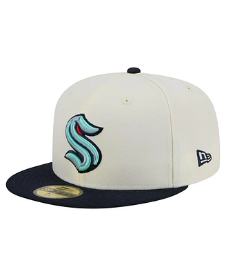 New Era Men's White Seattle Kraken Chrome Two-Toned 59FIFTY Fitted Hat