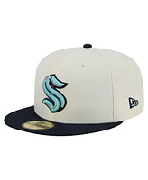 New Era Men's White Seattle Kraken Chrome Two-Toned 59FIFTY Fitted Hat