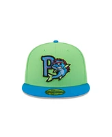 New Era Men's Neon Green Pensacola Blue Wahoo's Theme Nights 59FIFTY Fitted Hat