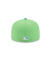 New Era Men's Neon Green Pensacola Blue Wahoo's Theme Nights 59FIFTY Fitted Hat