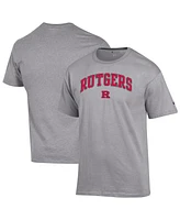 Champion Men's Heather Gray Rutgers Scarlet Knights Arch Over Logo T-Shirt