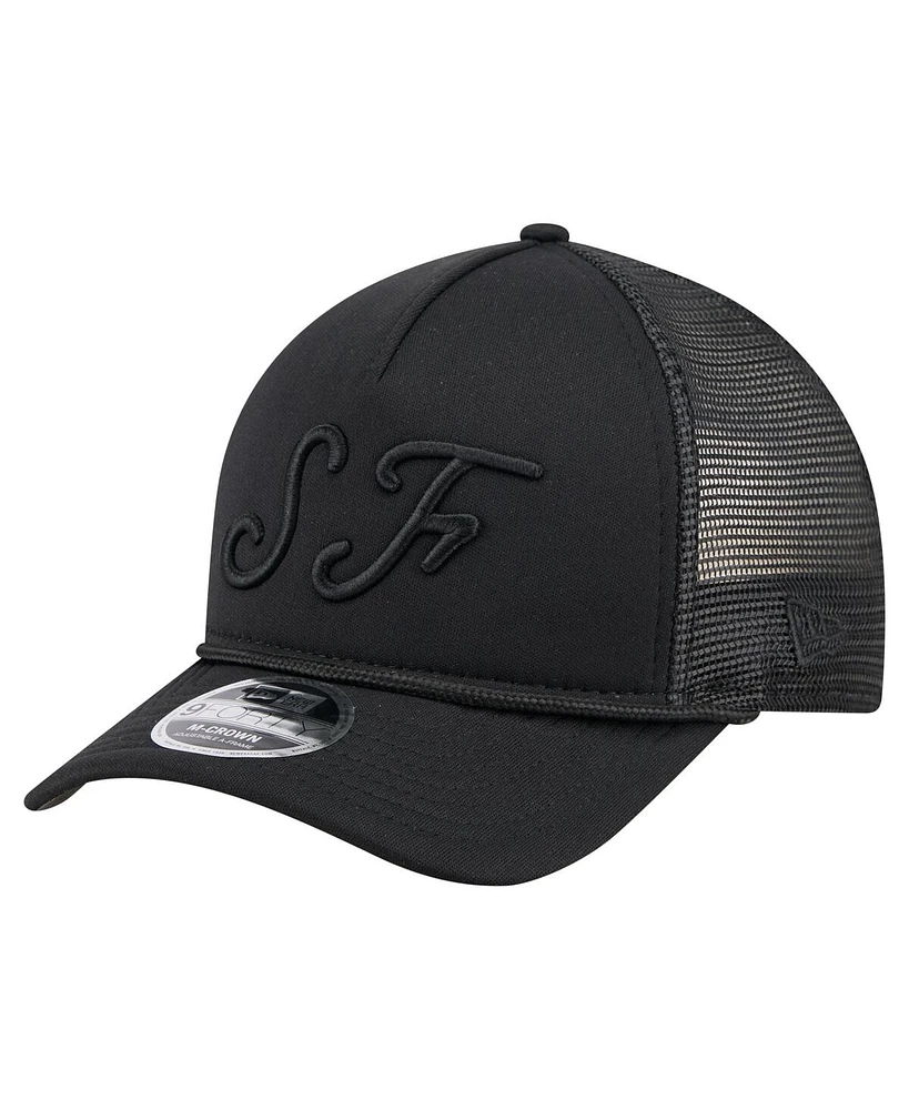 New Era Men's Black San Francisco Giants City Initial 9FORTY A-Frame M-Crown Adjustable Trucker Hat