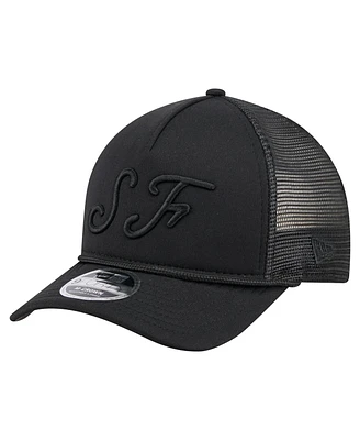 New Era Men's Black San Francisco Giants City Initial 9FORTY A-Frame M-Crown Adjustable Trucker Hat