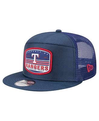 New Era Men's Royal Texas Rangers Split Panel 9FIFTY Trucker Snapback Hat