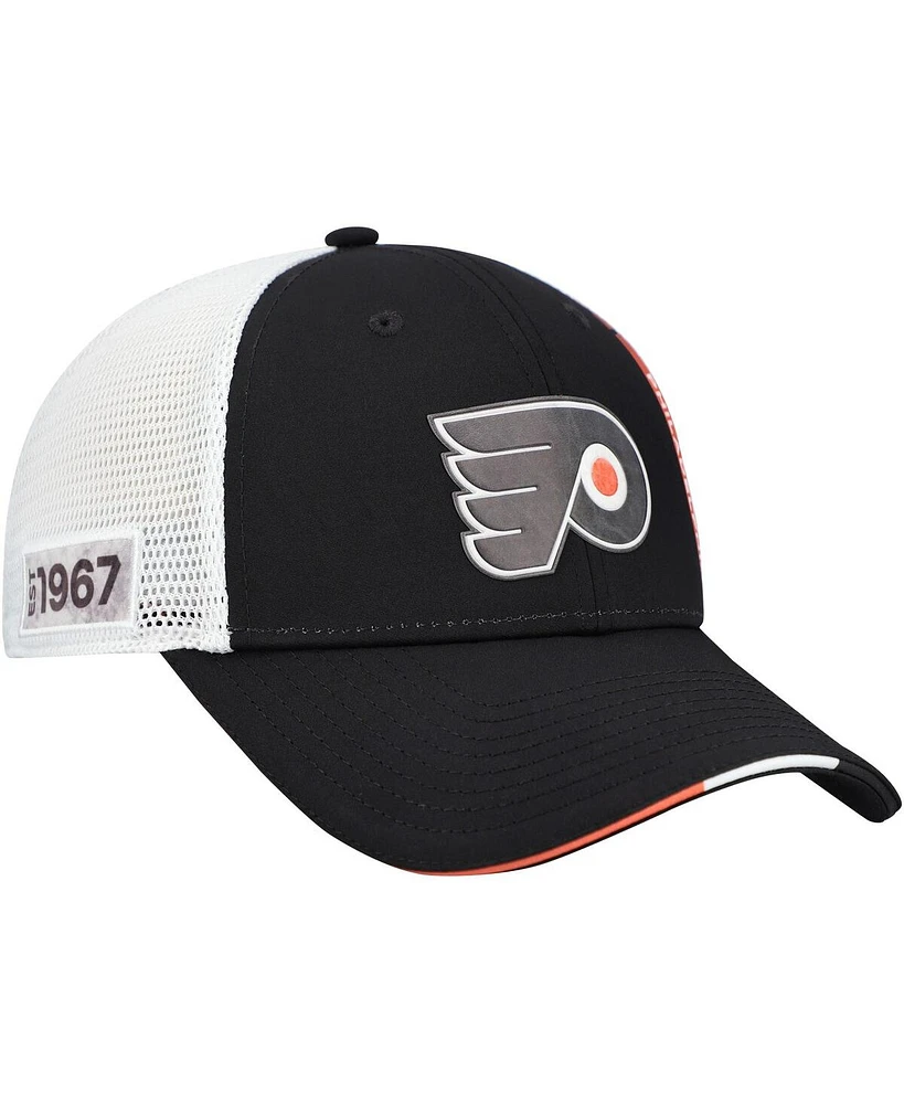 Fanatics Men's Black Philadelphia Flyers Authentic Pro Draft Adjustable Trucker Hat