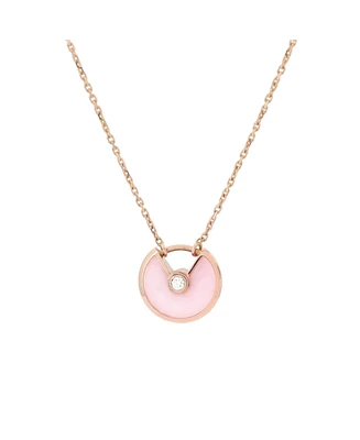 Pre-Owned Cartier Xs Amulette de Cartier Pendant Necklace 18K Rose Gold with Pink Opal and Diamond