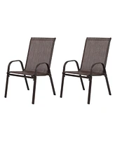 Mondawe 2 Piece Patio Chairs, Outdoor Camping Chairs with Breathable Textilene Fabric, Set of Garden Armrest High Backrest for Pa
