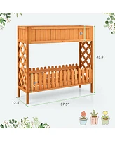 Gymax 2-Tier Raised Garden Bed Elevated Wood Planter Box for Vegetable Flower Herb