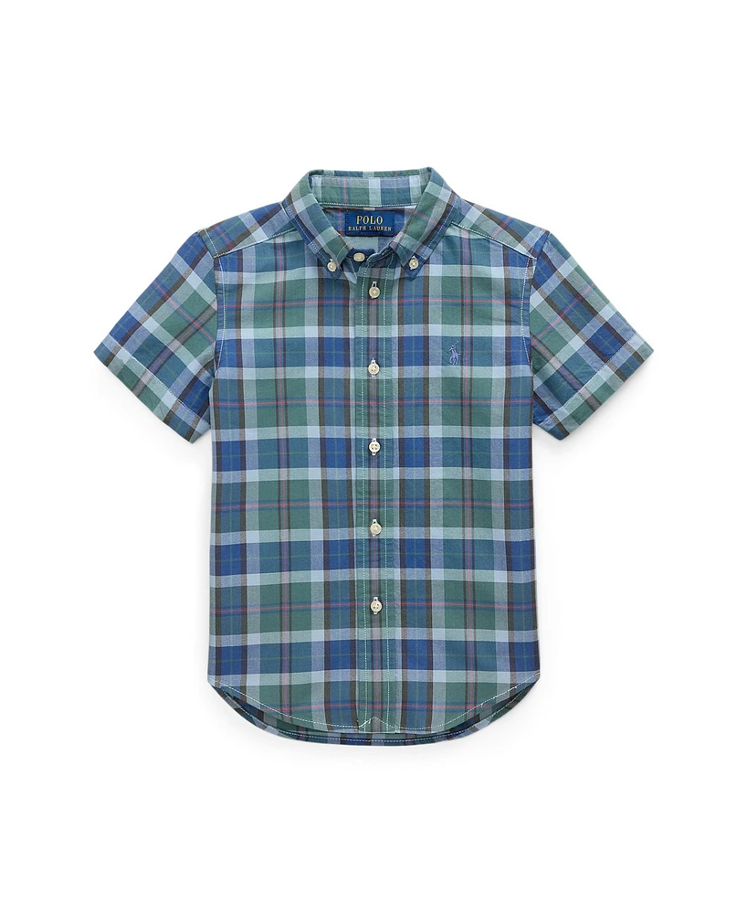 Polo Ralph Lauren Toddler and Little Boys Plaid Oxford Short Sleeve Shirt