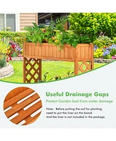 Gymax 2-Tier Raised Garden Bed Elevated Wood Planter Box for Vegetable Flower Herb