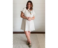 Pinkblush Maternity Beige Fringe Linen Dress