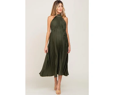 Pinkblush Maternity Olive Pleated Halter Dress