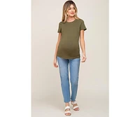 Pinkblush Maternity Olive Basic Crew Neck Tee