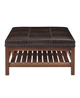 Convenience Concepts 32" Designs4Comfort Silverton Coffee Table Cocktail Ottoman with Storage Shelf