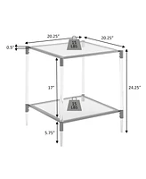 Convenience Concepts 20.25" Royal Crest 2 Tier Acrylic Glass Square End Table