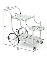 3-Tier Home Bar Serving Cart on Wheels with Mirrored Shelves