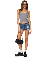 Edikted Women's Devin Low Rise Micro Denim Shorts