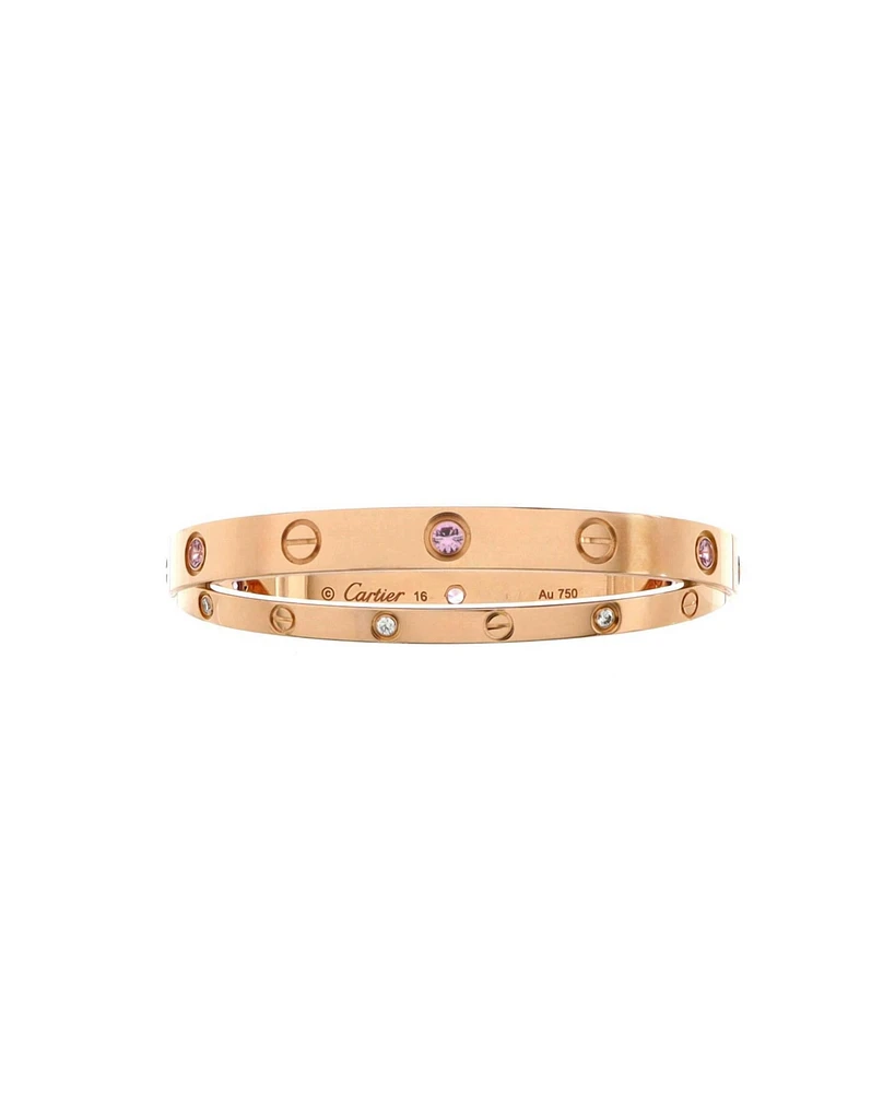 Pre-Owned Cartier Double Love Bracelet 18K Rose Gold with Pink Sapphires and Diamonds