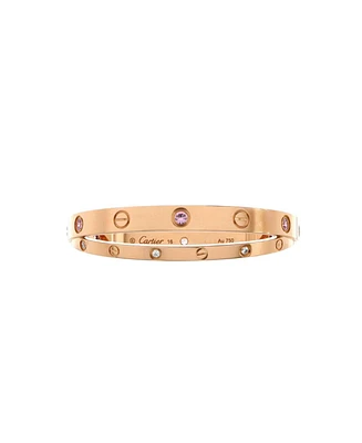 Pre-Owned Cartier Double Love Bracelet 18K Rose Gold with Pink Sapphires and Diamonds