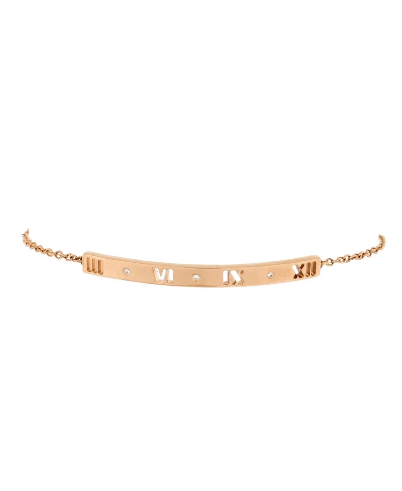 Pre-Owned Tiffany & Co. Atlas Pierced Bar Chain Bracelet 18K Rose Gold with Diamonds