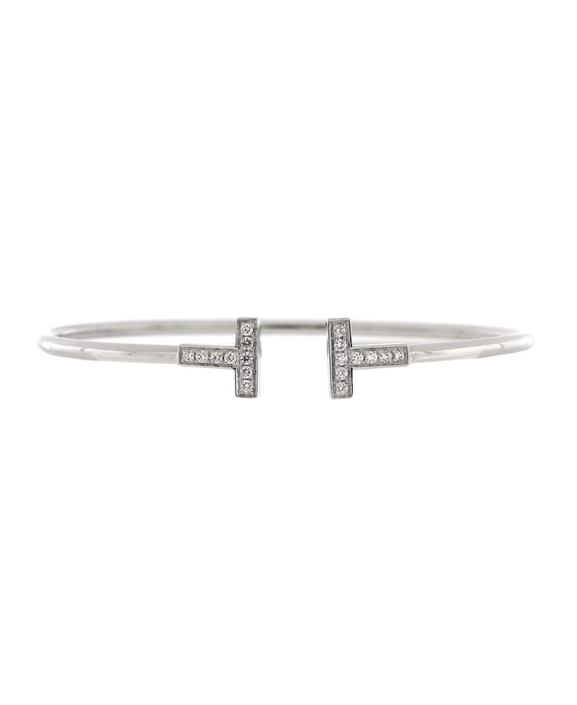 Pre-Owned Tiffany & Co. T Wire Bracelet 18K White Gold with Diamonds