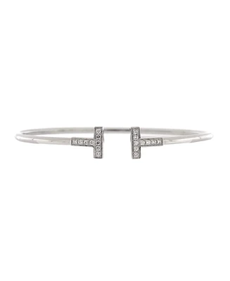 Pre-Owned Tiffany & Co. T Wire Bracelet 18K White Gold with Diamonds