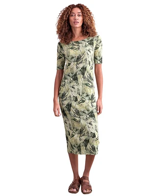 Celtic & Co. Women's Linen Blend Button Back Midi Dress