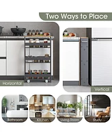 Rolling Kitchen Slim Storage Cart Mobile Shelving Organizer with Handle