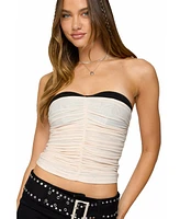 Edikted Women's Contrast Bra Ruched Mesh Corset