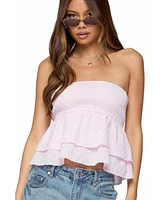 Edikted Women's Toria Ruffled Eyelet Strapless Top