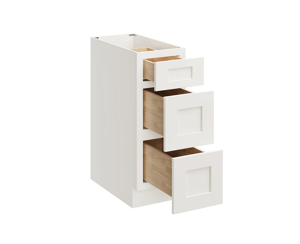 Casainc W12" X H34.5" D24" Kitchen Cabinet Floor Base With 3 Drawers
