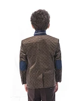 Elie Balleh Toddler Camel Slim Fit Printed Velvet Blazer