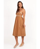Petal and Pup Women's Lino Contrast Trim Midi Dress