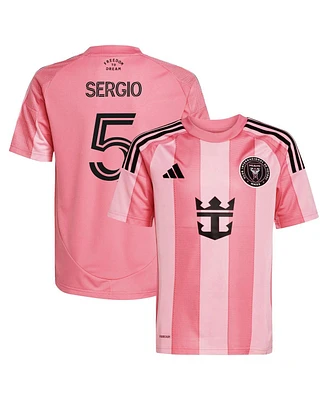 Adidas Big Boys and Girls Sergio Busquets Light Pink Inter Miami Cf 2025 Euforia Replica Player Jersey