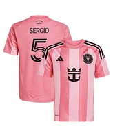Adidas Big Boys and Girls Sergio Busquets Light Pink Inter Miami Cf 2025 Euforia Replica Player Jersey