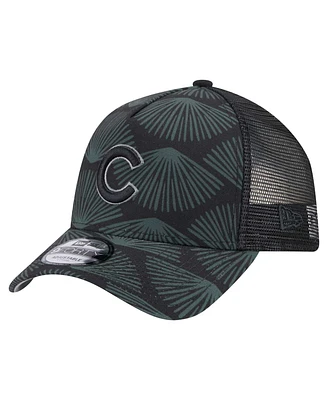 New Era Men's Black Chicago Cubs 9FORTY A-Frame Trucker Adjustable Hat