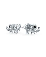 Bling Jewelry Tiny Pave Cz Stud Earrings: Good Luck Wise Elephant in Sterling Silver