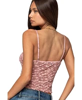 Edikted Women's Floral Textured Lace Tank Top