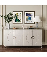 Modern Lacquered 4 Door Wooden Cabinet Sideboard Buffet Server Cabinet Storage Cabinet, for Living Room, Entryway, Hallway, Office, Kitchen and Dining