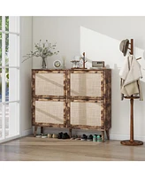 4 Door Shoe Rack, Freestanding Modern Shoe Storage Cabinet