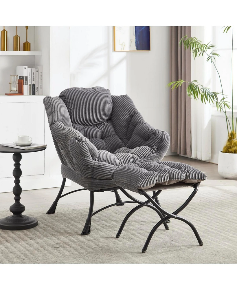Lazy Chair with Ottoman - Grey