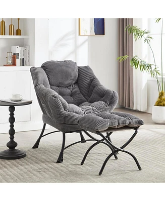Lazy Chair with Ottoman - Grey