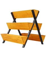 3 Tiers Wooden Vertical Raised Garden Bed with Legs,Brown Planter Raised Beds Kit for Flowers Herbs Vegetables