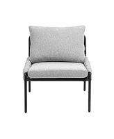 Modern Braided Accent Lounge Chair with Metal Frame (Grey)