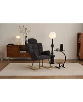 Mid Century Modern Rocking Glider Chair with Teddy Fabric Upholstery